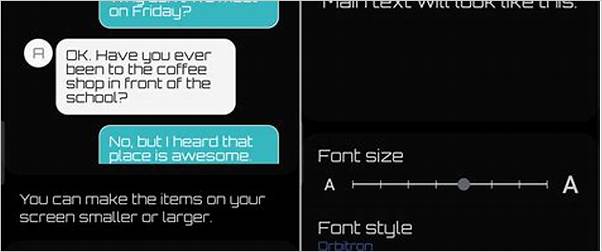 Android text message font size